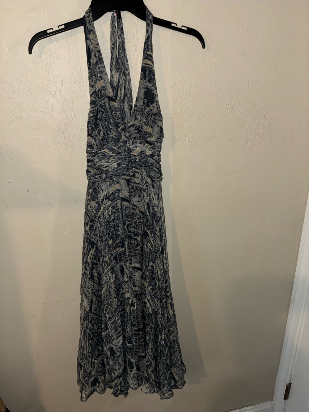 BCBGMaxAzria 100% Silk Halter Midi Dress
